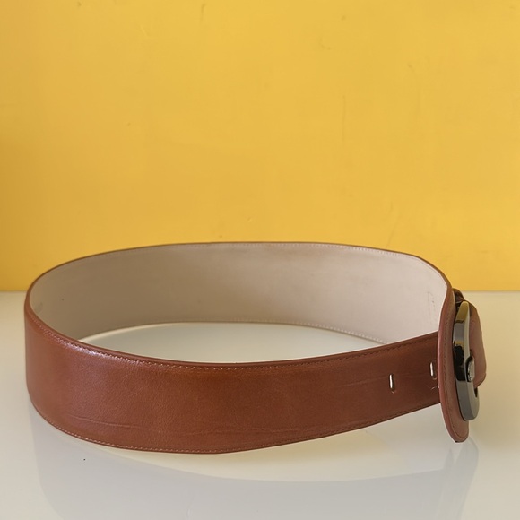 Veronika Maine Brown Leather Wide Belt Size M NEW - Picture 5 of 15
